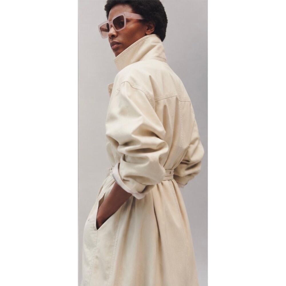 Isabel Marant Etoile Oversized Cotton Trench Coat Cream FR34 US2 - Picture 5 of 13